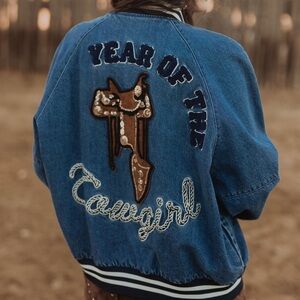 Rodeo Quincy Year of the Cowgirl Denim Bomber Jacket